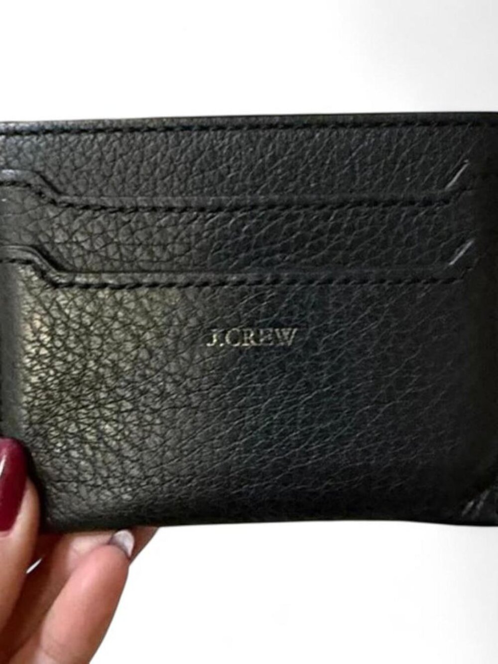 J.Crew Black Pebbled Leather Card Holder